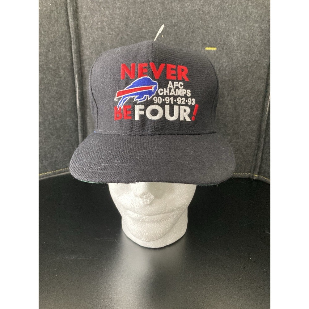 Vintage 90's Buffalo Bills "Never Be Four" AFC Champ New Era Snapback Hat NFL